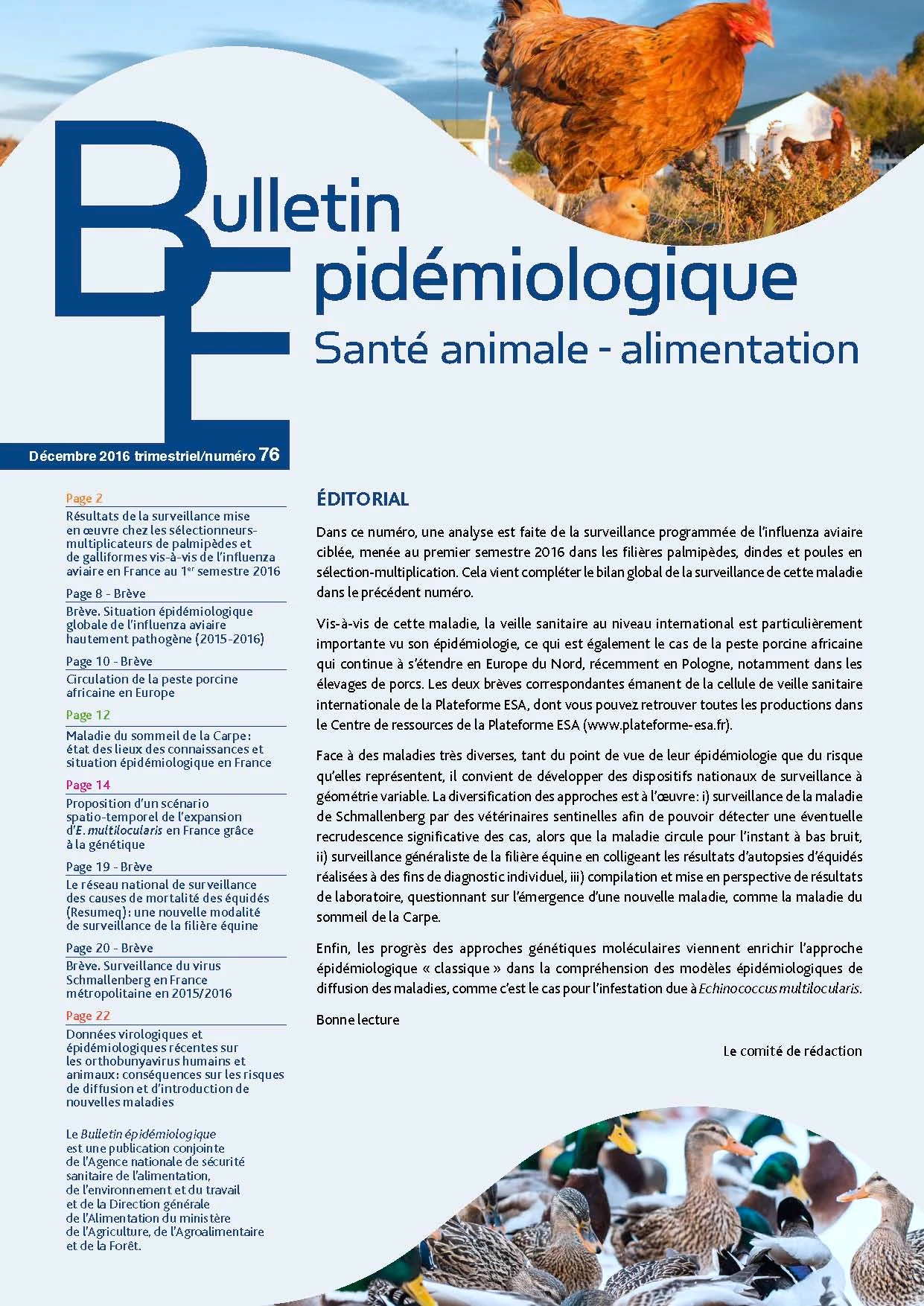 ANSES Bulletin épidémiologique